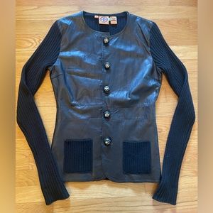 Tory Burch Cashmere and Leather Sweater Jacket